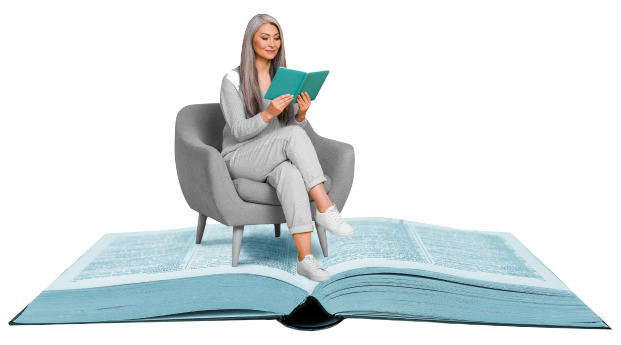 Man reading on armchair